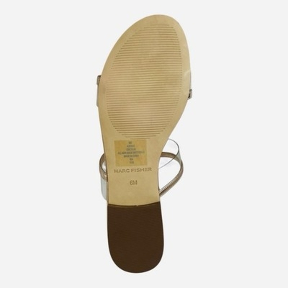 Marc Fisher Calin Flat Sandals Rose Gold Metallic Clear Vinyl Slides Size 6M NIB - Picture 8 of 8